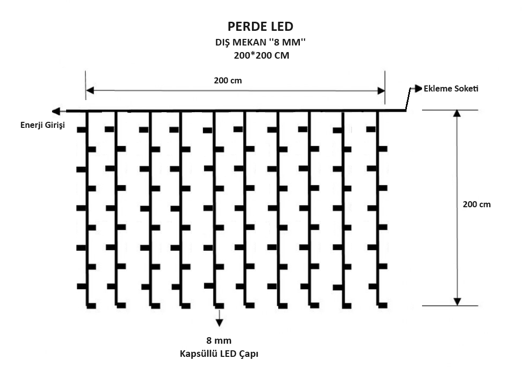 200x200 perde led