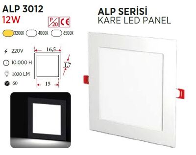 APL-3012 12W LED PANEL KARE SIVA ALTI 220V