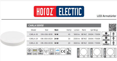 CARLA-18- 016-058-0018 Led Armatür 18 Watt