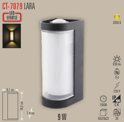 CT-7079 Lara Led Duvar Aplik 9w