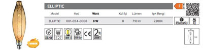 Elliptic-001-054-0008 Led Filament Ampül 8 Watt