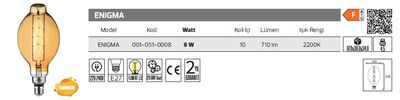 ENIGMA-001-051-0008 Led Filament Ampül 8 Watt