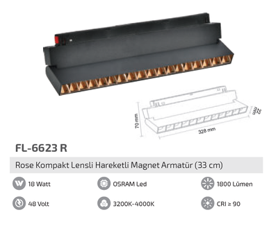 FL-6623 R Rose Kompakt Lensli Hareketli Magnet Armatür