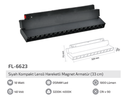 FORLİFE - FL-6623 Siyah Kompakt Lensli Hareketli Magnet Armatür (1)