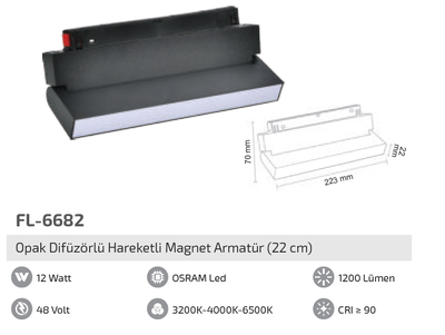 FL-6682 Opak Difüzörlü Hareketli Magnet Armatür