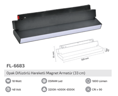 FL-6683 Opak Difüzörlü Hareketli Magnet Armatür