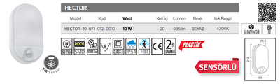 Hector Sensörlü Led Armatür 071-012-0010