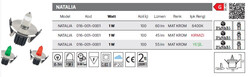 NATALIA 016-001-0001 Led Armatür 1 Watt - Thumbnail
