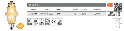 ORIGAMI-001-053-0008 Led Filament Ampül 8 Watt