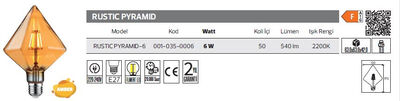Rustic Pyramid-6-001-035-0006 Led Filament Ampül 6 Watt