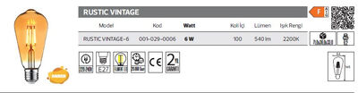 Rustic Vintage-6-001-029-0006 Led Filament Ampül 6 Watt