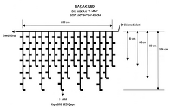 Saçak Led │ 200*100*80*60*40 Cm │ Dış Mekan │ Eklenebilir │ Çakar Animasyonlu │ 5 mm Led - Thumbnail