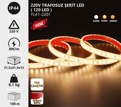 YL41-2201 120'Ledli Trafosuz Şerit Led 100 METRE