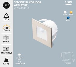 NOAS - YL69-1511-B Sensörlü Koridor Krom Kare Kasa (1)