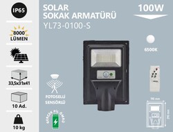 NOAS - YL73-0100-S Solar Led Sokak Armatürü 100 Watt (1)