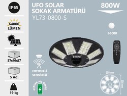 NOAS - YL73-0800-S Ufo Solar Sokak Armatürü 800 Watt (1)