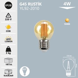 NOAS - YL92-2010 G45 Rustik Led Ampul 4 Watt (1)