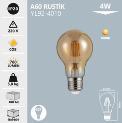 NOAS - YL92-4010 A60 Rustik Led Ampul 4 Watt (1)