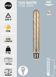 NOAS - YL92-5030 T225 Rustik Led Ampul 6 Watt (1)