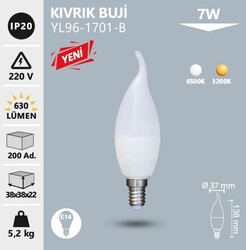 NOAS - YL96-1701-B Kıvrık Buji Ampul 7 Watt (1)